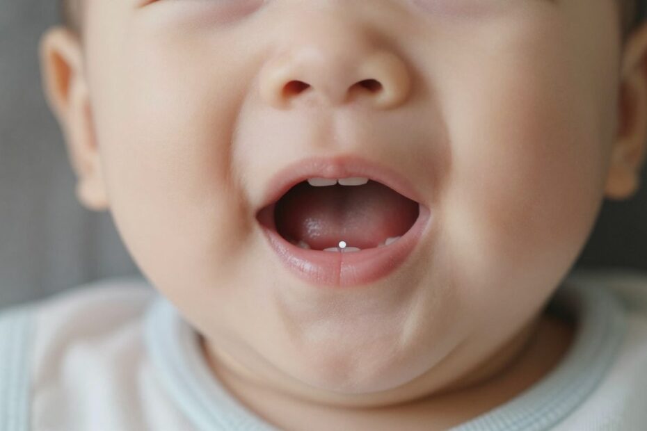 Biała kropka na dziąśle u niemowlaka