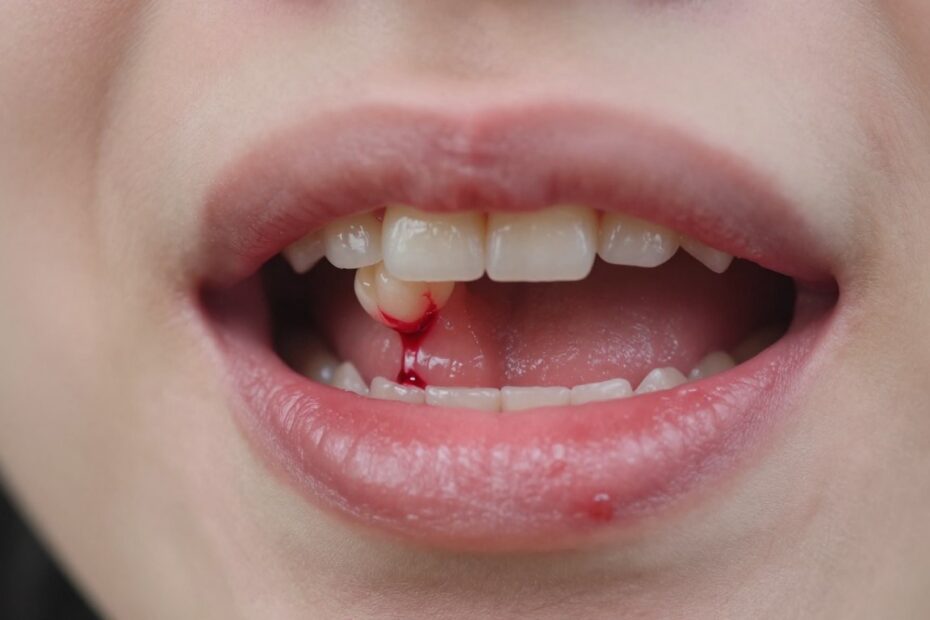 Krwawiące dziąsło przy jednym zębie
