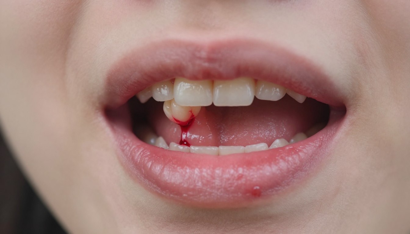 Krwawiące dziąsło przy jednym zębie