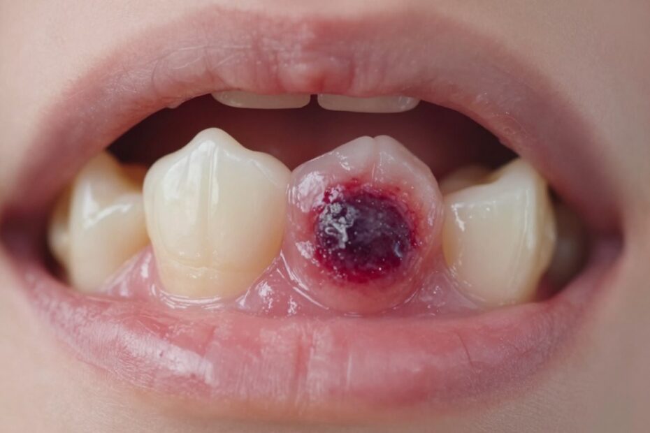 Krwiak na dziąśle przy ząbkowaniu