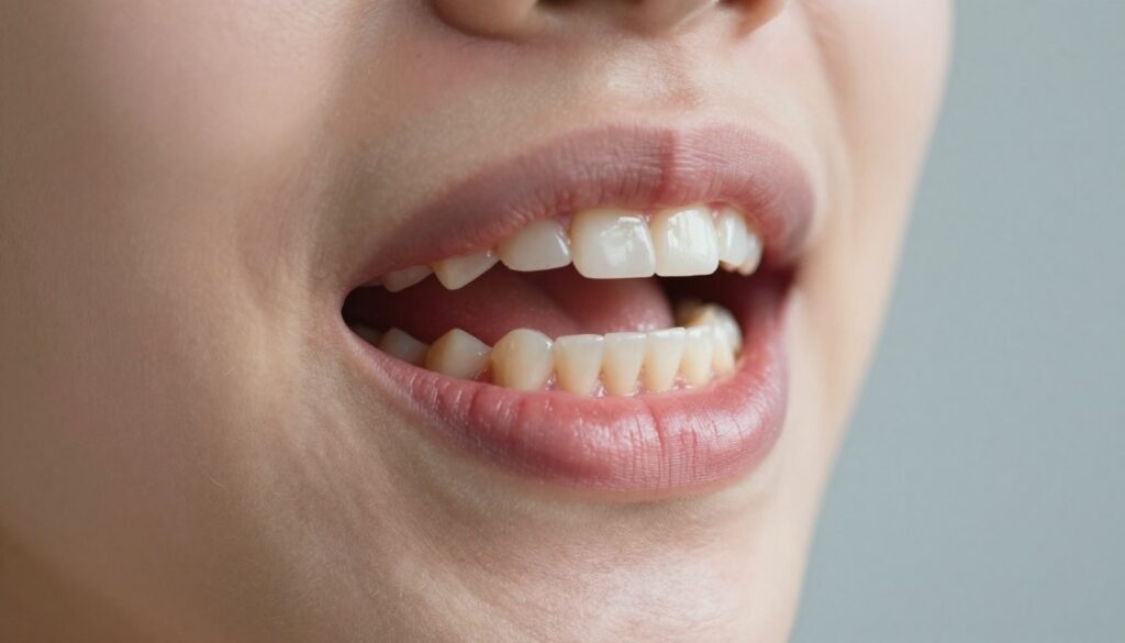 A close-up view of a human mouth featuring pronounced gum overgrowth, indicative of gingival hyperplasia associated with leukemia. The gums should be prominently swollen, showing a vivid contrast against healthy teeth. Light should be soft yet focused, creating a clinical appearance, as if captured in a medical examination setting. The background should be a smooth gradient, suggesting a sterile environment that emphasizes the subject. The angle should be slightly above the mouth to highlight the gingival detail without human facial features. Overall, the mood should be professional and informative, evoking a sense of urgency for medical evaluation without being alarming. A close-up view of a human mouth featuring pronounced gum overgrowth, indicative of gingival hyperplasia associated with leukemia. The gums should be prominently swollen, showing a vivid contrast against healthy teeth. Light should be soft yet focused, creating a clinical appearance, as if captured in a medical examination setting. The background should be a smooth gradient, suggesting a sterile environment that emphasizes the subject. The angle should be slightly above the mouth to highlight the gingival detail without human facial features. Overall, the mood should be professional and informative, evoking a sense of urgency for medical evaluation without being alarming.